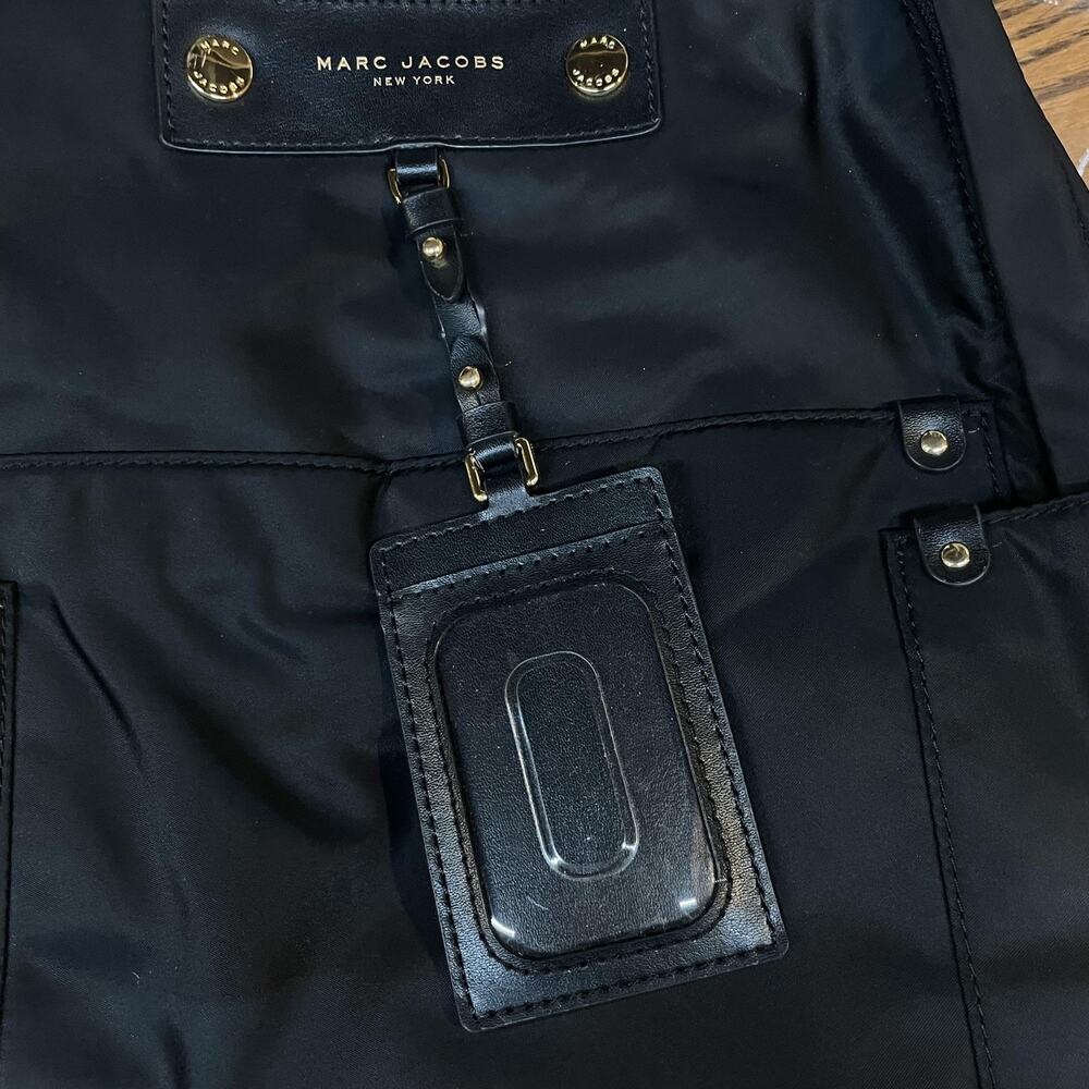 Marc Jacobs Nylon Backpack Black Gold Hardware M0012907 001 Logo Top Zip - Picture 7 of 16